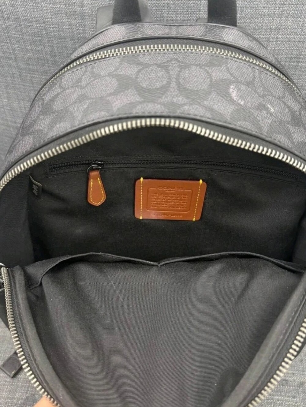 COACH Black Court Monogram Signature Canvas Backpack Small Unisex Bag - Picture 4 of 4